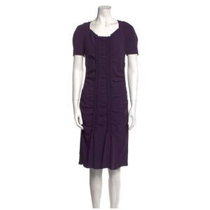 Prada Authentic Solid Plum Purple Short Sleeve Knee Length Dress IT 44 US 8 Med